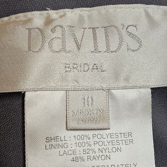 David's Bridal‎ Pewter Gray Mesh Floor Length Bridesmaid Dress Size 10 - Picture 7 of 8